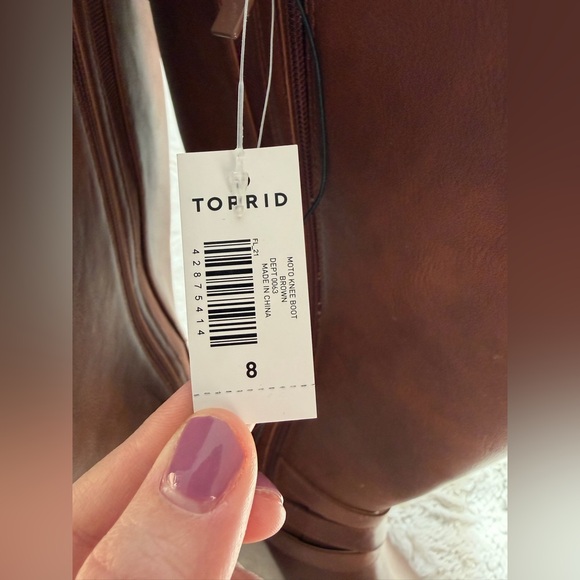 Torrid Brown Leather Wide Calf Knee-High Boots - Picture 7 of 8